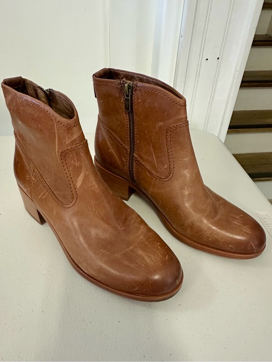Frye Shoes - Frye Brown Leather Ankle Booties with Side Zip
